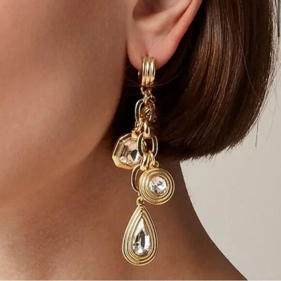 J. Crew Geometric Sparkle Drop Earrings. NWT. - Picture 3 of 7
